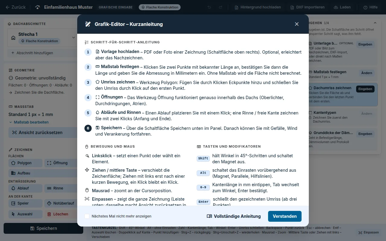 Kurzanleitung zum Editor: Schritt-für-Schritt-Anleitung, Bewegung und Maus, Tasten