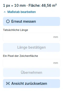 Karte Maßstab: Messen einer bekannten Länge und Eingabe des Maßstabs als Zahl
